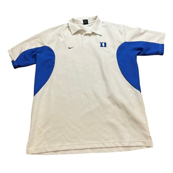 Nike Duke University Blue Devils White Blue Team Nike Polo Golf‎ Shirt Mens XL - Picture 1 of 7